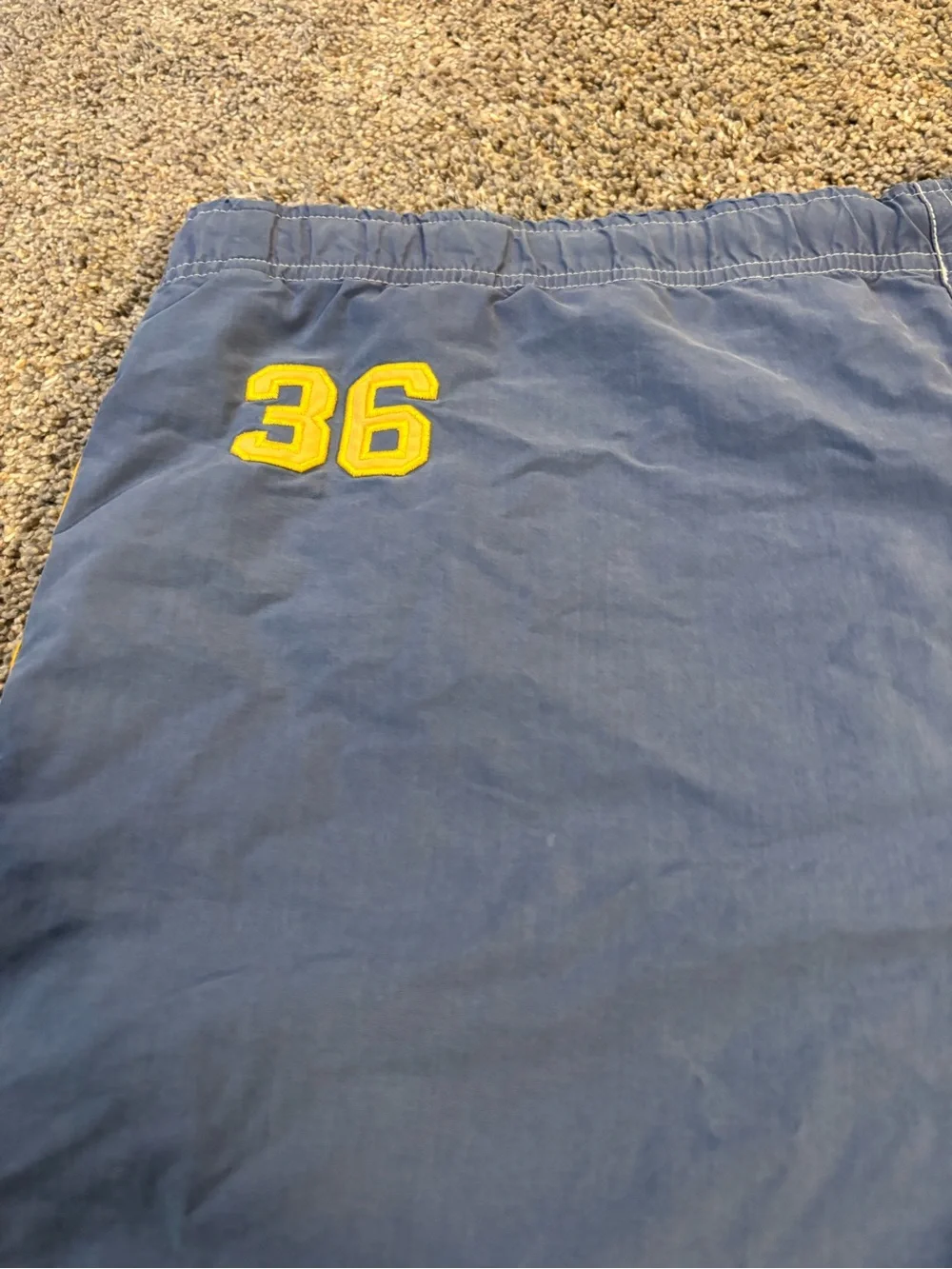 Vintage Polo Sport Ralph Lauren Swim Trunks Striped Blue Yellow Drawstring Large